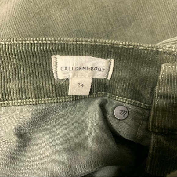 Madewell Cali Demi-Boot Corduroy Cropped Pants Green 24 Raw Hem Button Fly - Picture 10 of 14